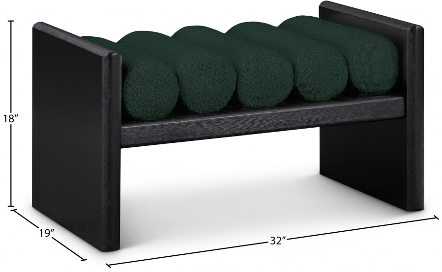 Waverly Green Boucle Fabric Bench from Meridian - Luna Furniture