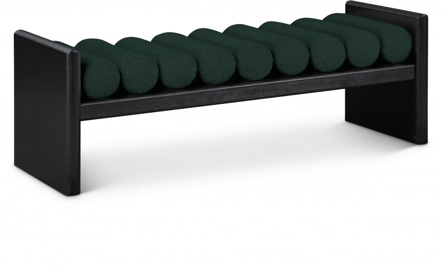 Waverly Green Boucle Fabric Bench from Meridian - Luna Furniture