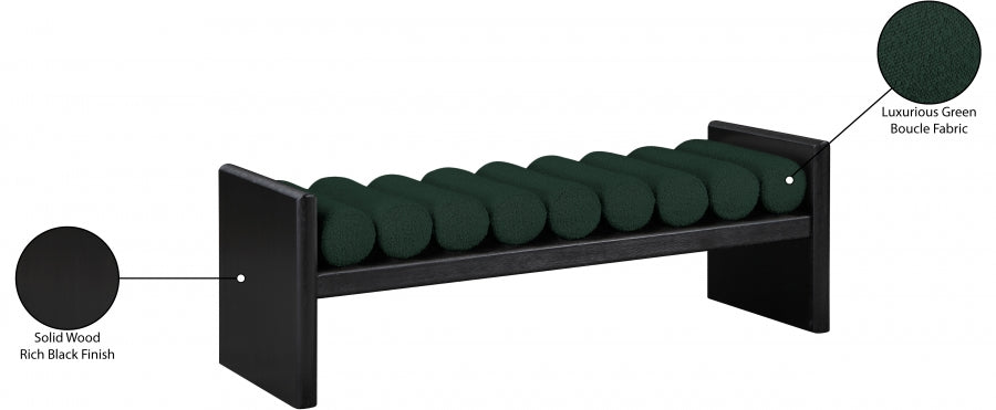 Waverly Green Boucle Fabric Bench from Meridian - Luna Furniture