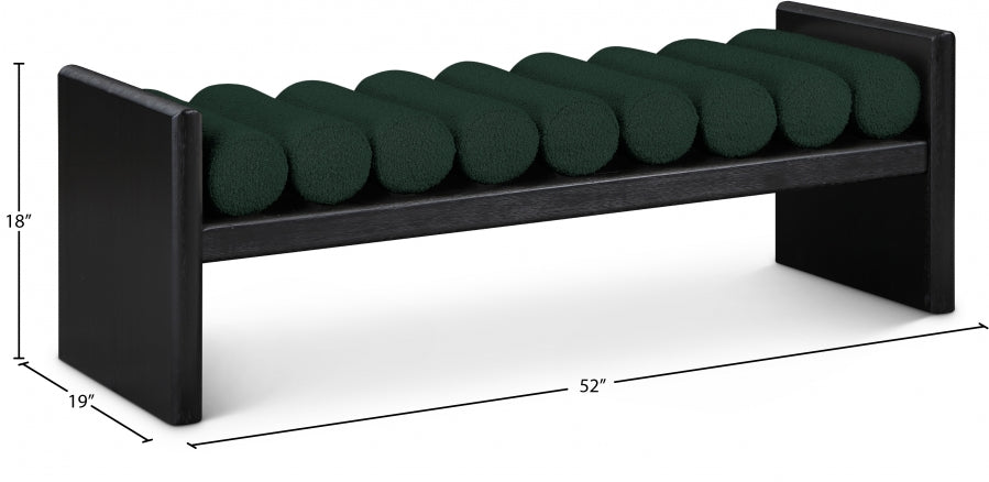 Waverly Green Boucle Fabric Bench from Meridian - Luna Furniture