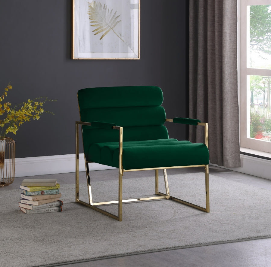 Wayne Green Velvet Accent Chair from Meridian - Luna Furniture