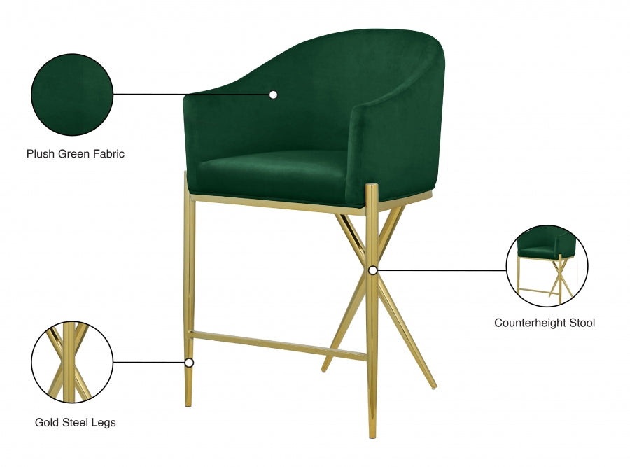 Xavier Green Counter Stool from Meridian - Luna Furniture