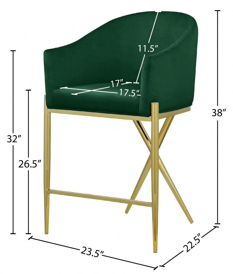 Xavier Green Counter Stool from Meridian - Luna Furniture