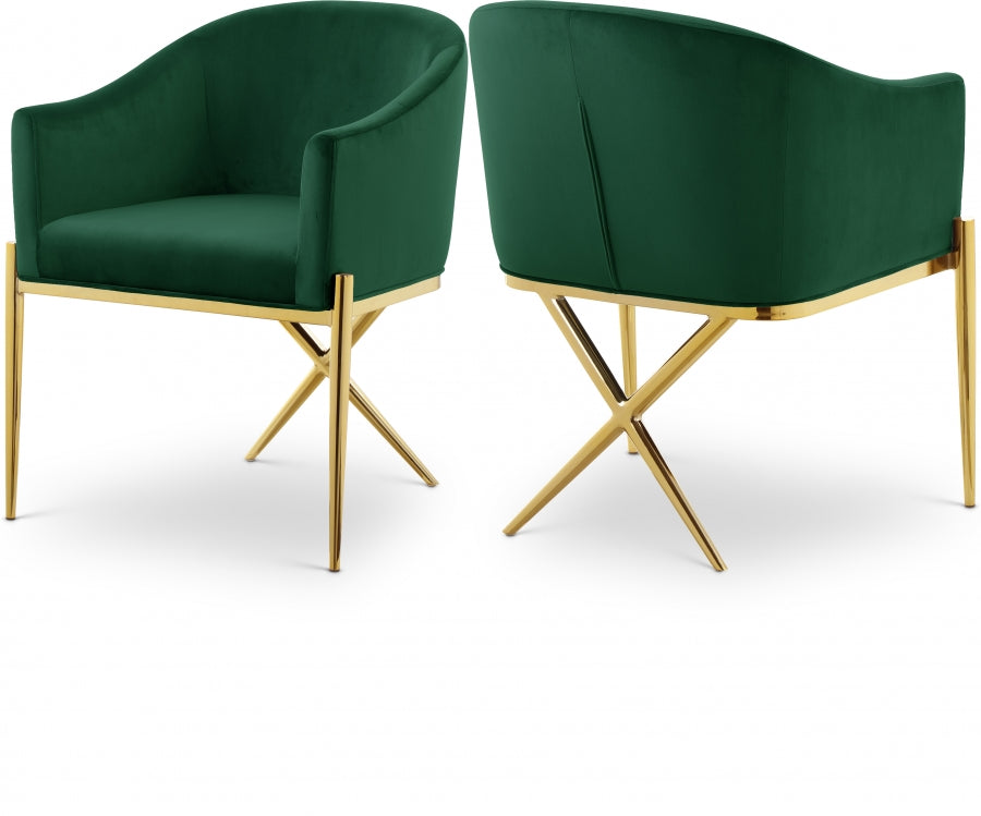 Xavier Green Velvet Dining Chair from Meridian - Luna Furniture