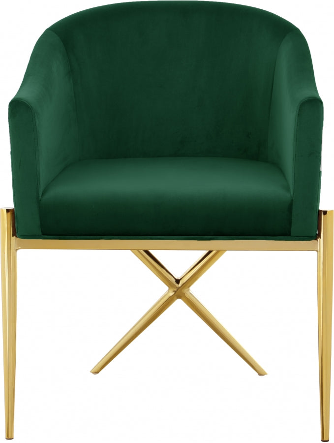 Xavier Green Velvet Dining Chair from Meridian - Luna Furniture