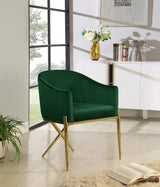 Xavier Green Velvet Dining Chair from Meridian - Luna Furniture