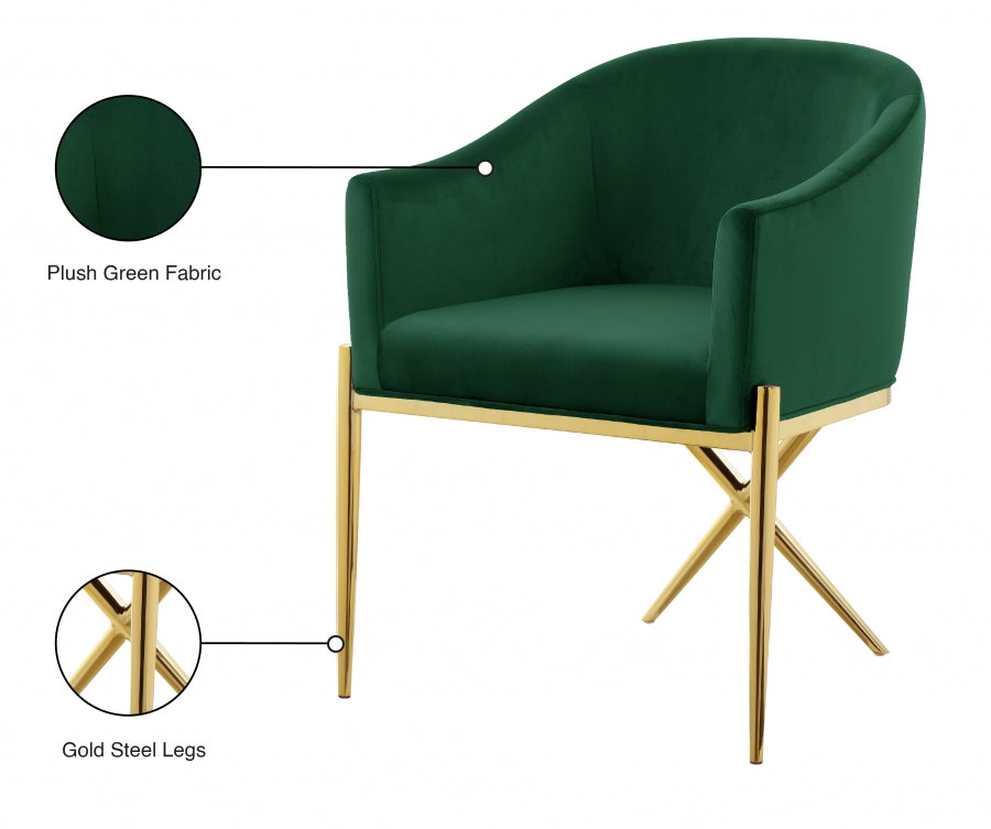 Xavier Green Velvet Dining Chair from Meridian - Luna Furniture