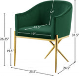 Xavier Green Velvet Dining Chair from Meridian - Luna Furniture