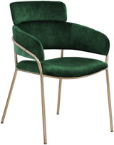 Yara Green Velvet Dining Chair, Set of 2 from Meridian - Luna Furniture