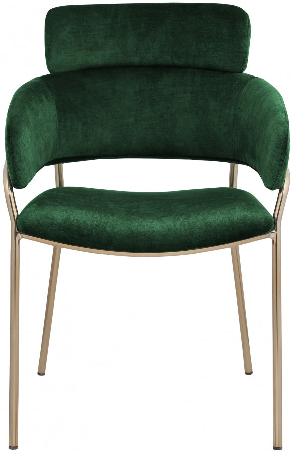 Yara Green Velvet Dining Chair, Set of 2 from Meridian - Luna Furniture