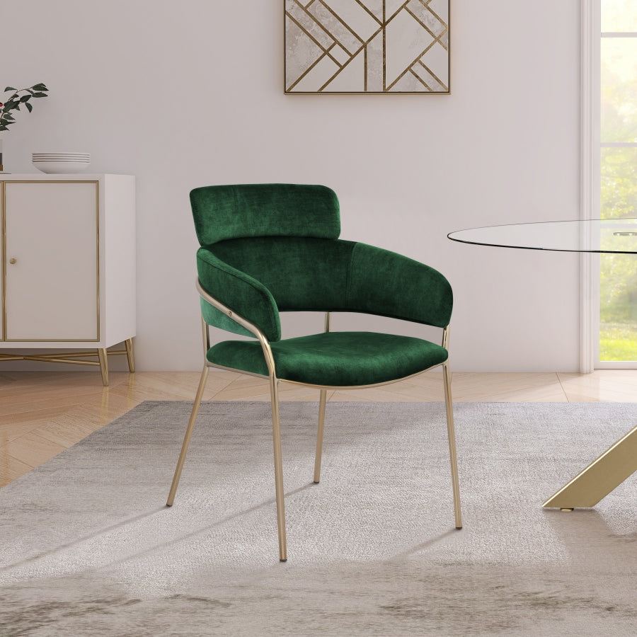 Yara Green Velvet Dining Chair, Set of 2 from Meridian - Luna Furniture