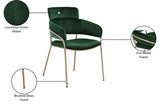 Yara Green Velvet Dining Chair, Set of 2 from Meridian - Luna Furniture