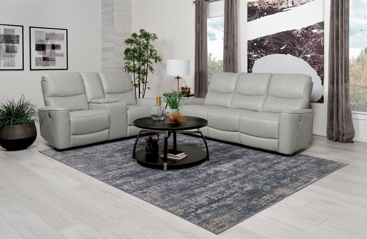 Greenfield 2-piece Upholstered Power Reclining Sofa Set Ivory from Coaster - Luna Furniture