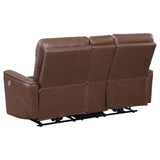 Greenfield 2-piece Upholstered Power Reclining Sofa Set Saddle Brown from Coaster - Luna Furniture