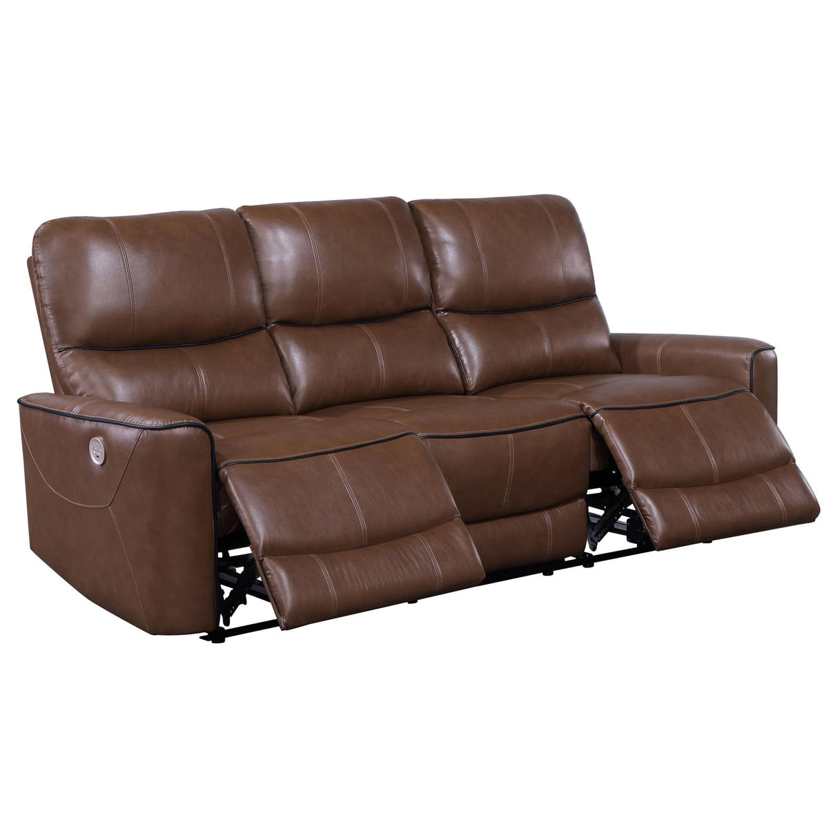 Greenfield 2-piece Upholstered Power Reclining Sofa Set Saddle Brown from Coaster - Luna Furniture