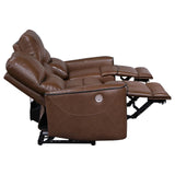 Greenfield 2-piece Upholstered Power Reclining Sofa Set Saddle Brown from Coaster - Luna Furniture