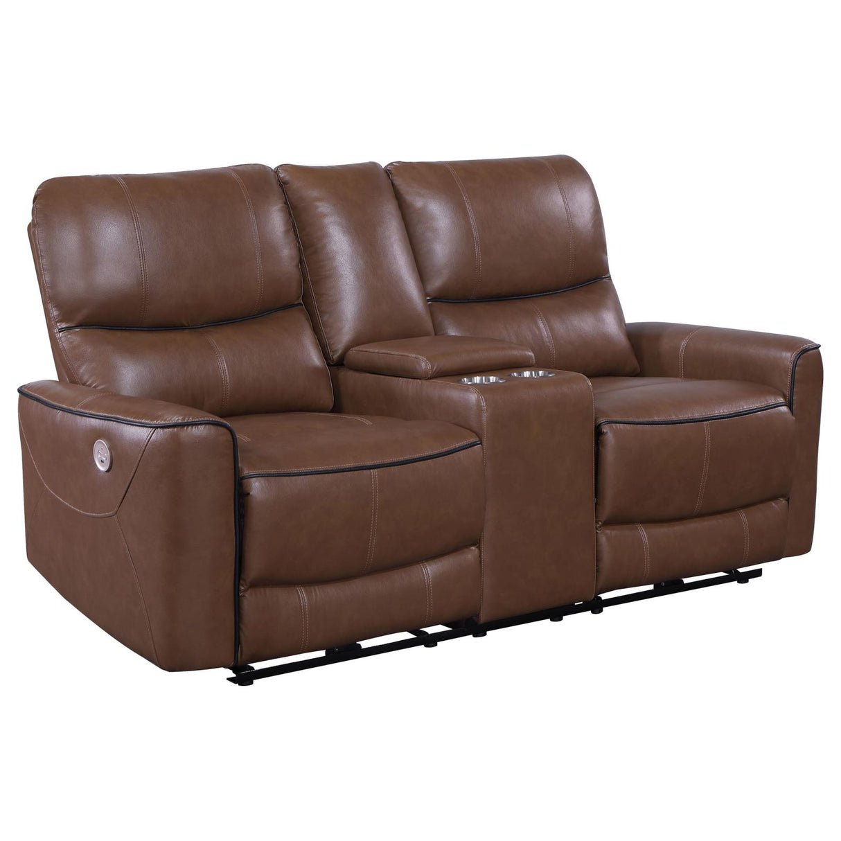 Greenfield 2-piece Upholstered Power Reclining Sofa Set Saddle Brown from Coaster - Luna Furniture