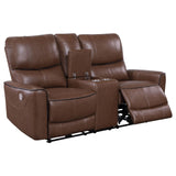 Greenfield 2-piece Upholstered Power Reclining Sofa Set Saddle Brown from Coaster - Luna Furniture