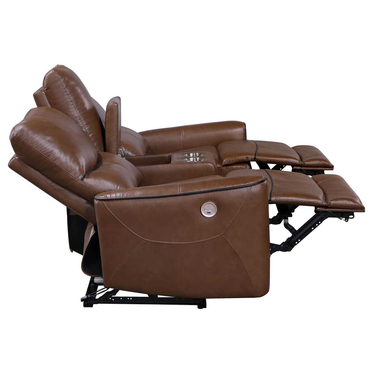 Greenfield 3-piece Upholstered Power Reclining Sofa Set Saddle Brown from Coaster - Luna Furniture