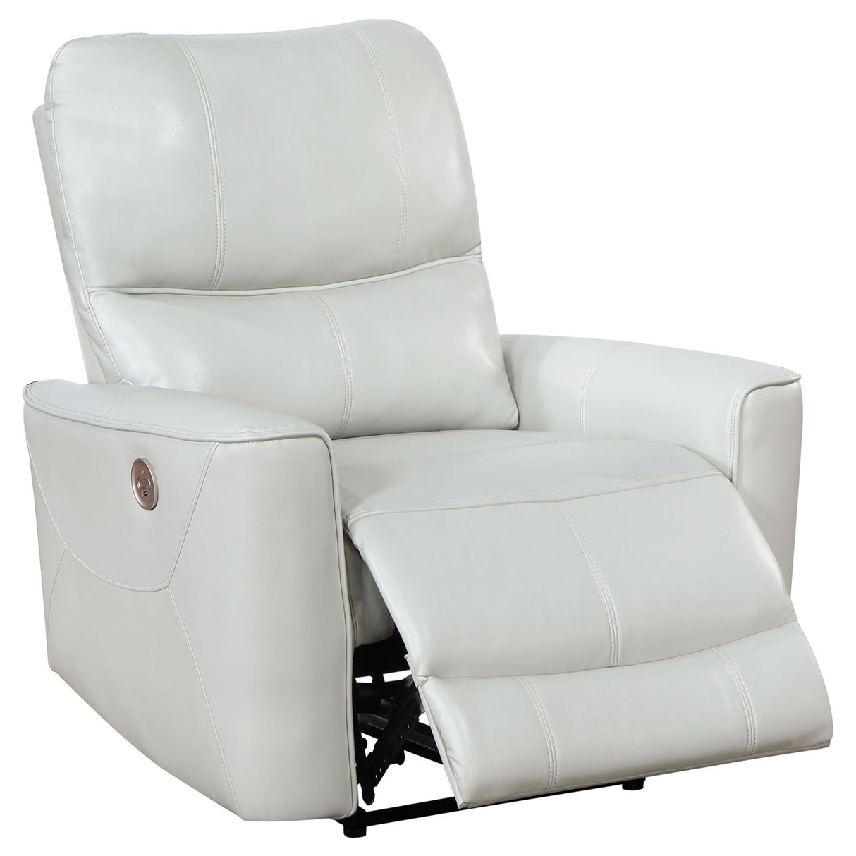 Greenfield Upholstered Power Recliner Chair Ivory - 610263P - Luna Furniture