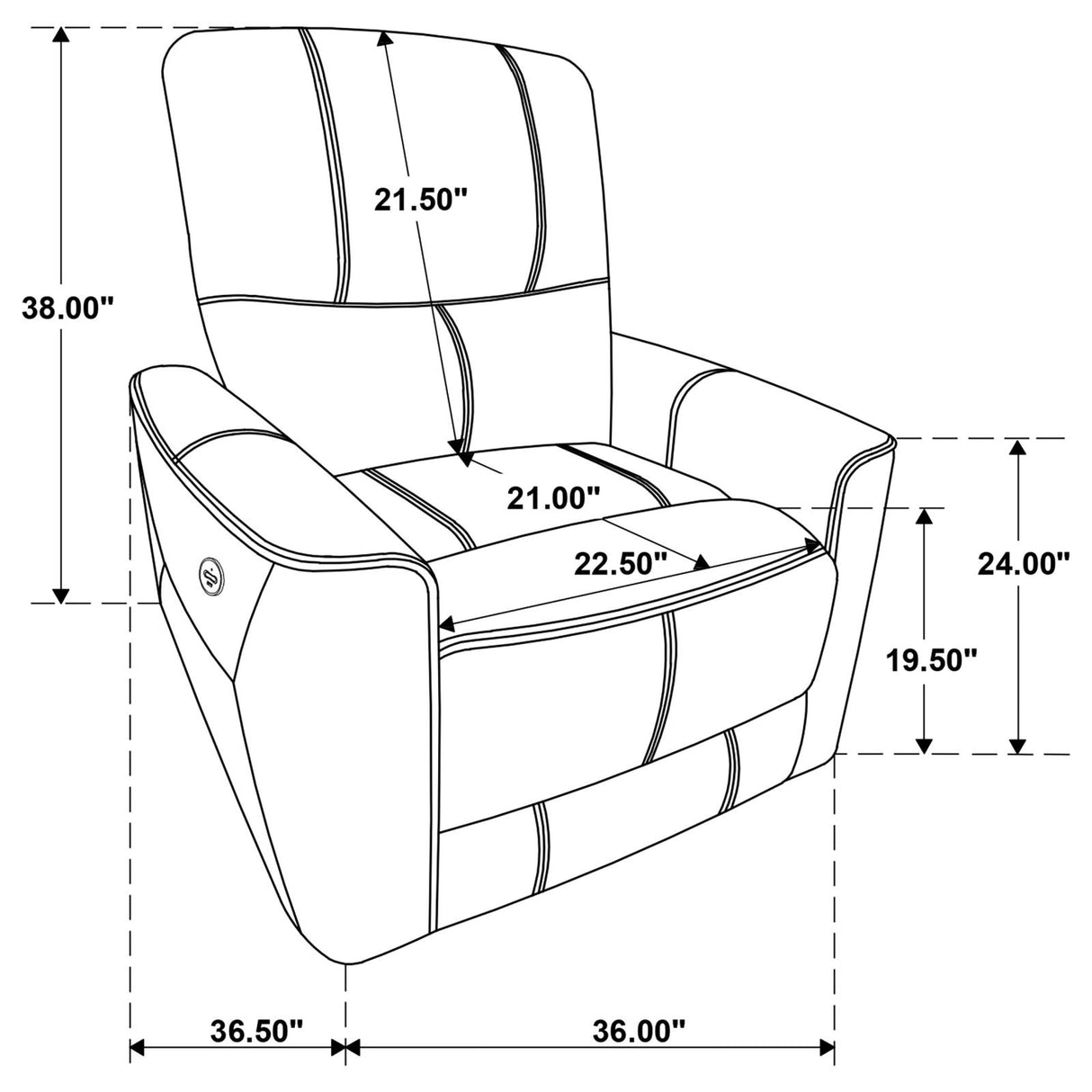 Greenfield Upholstered Power Recliner Chair Saddle Brown - 610266P - Luna Furniture