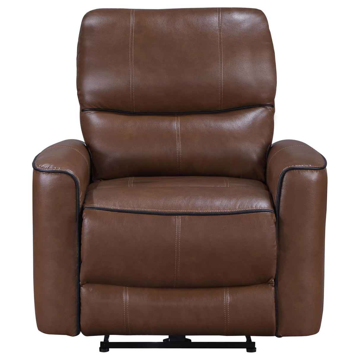 Greenfield Upholstered Power Recliner Chair Saddle Brown - 610266P - Luna Furniture