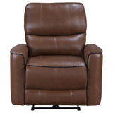 Greenfield Upholstered Power Recliner Chair Saddle Brown - 610266P - Luna Furniture