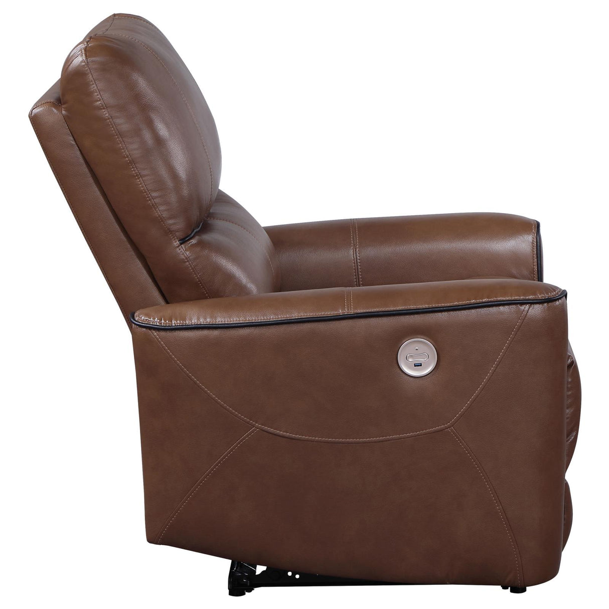 Greenfield Upholstered Power Recliner Chair Saddle Brown - 610266P - Luna Furniture