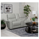 Greenfield Upholstered Power Reclining Loveseat with Console Ivory from Coaster - Luna Furniture