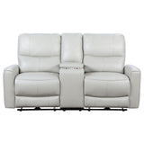 Greenfield Upholstered Power Reclining Loveseat with Console Ivory from Coaster - Luna Furniture