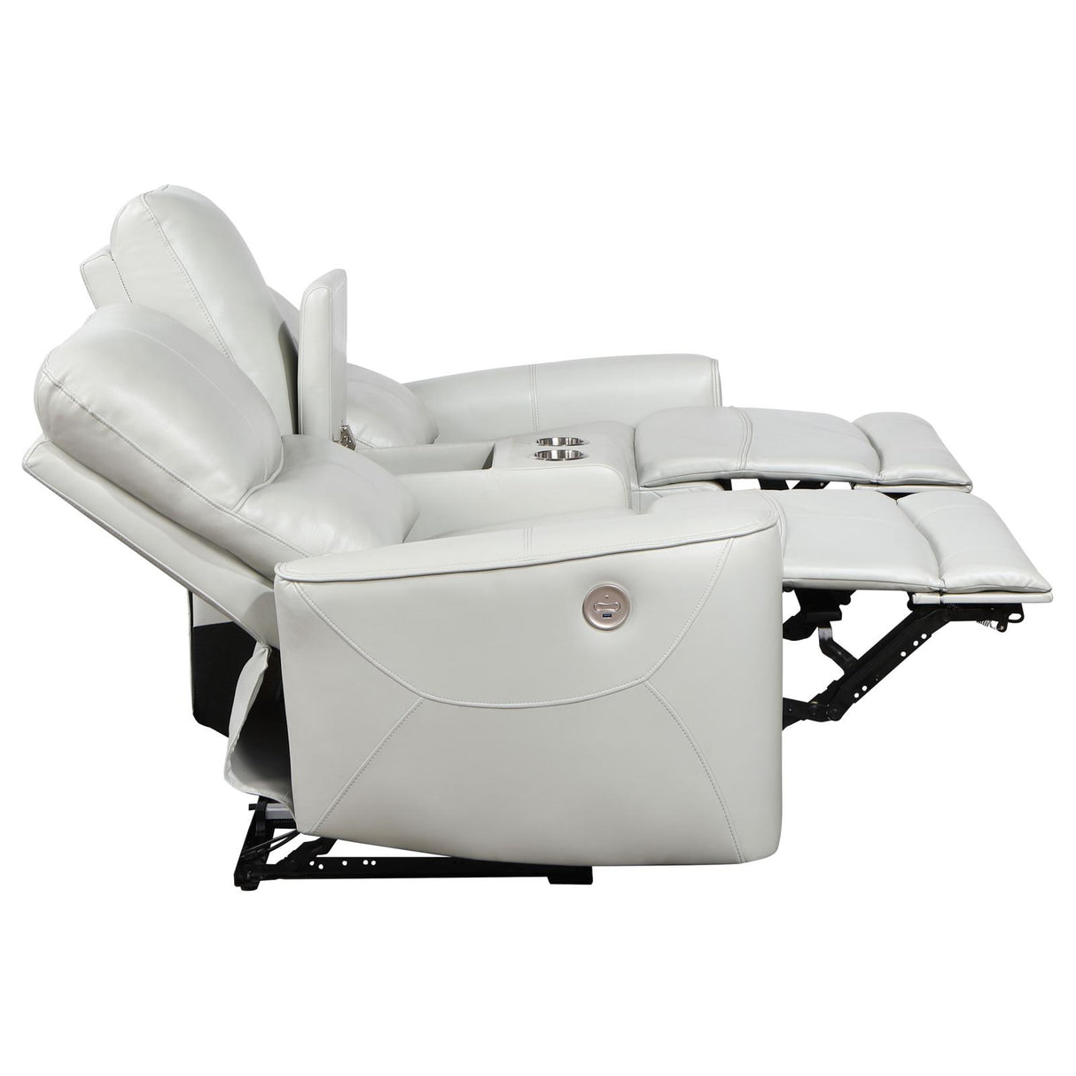 Greenfield Upholstered Power Reclining Loveseat with Console Ivory from Coaster - Luna Furniture