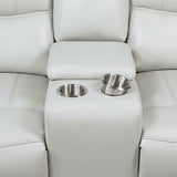 Greenfield Upholstered Power Reclining Loveseat with Console Ivory from Coaster - Luna Furniture