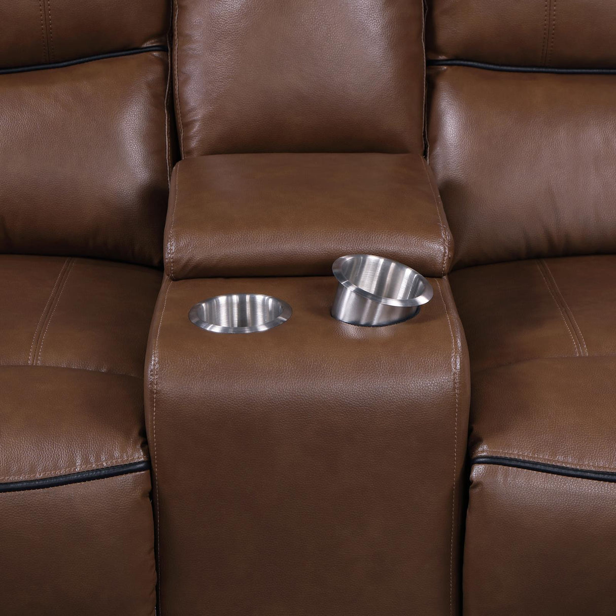 Greenfield Upholstered Power Reclining Loveseat with Console Saddle Brown from Coaster - Luna Furniture