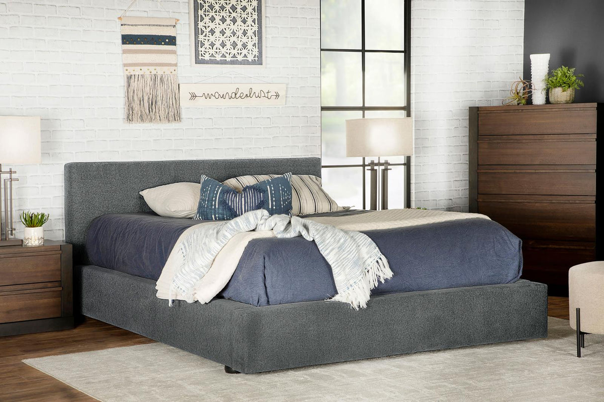 Gregory Upholstered Platform Bed Graphite from Coaster - Luna Furniture