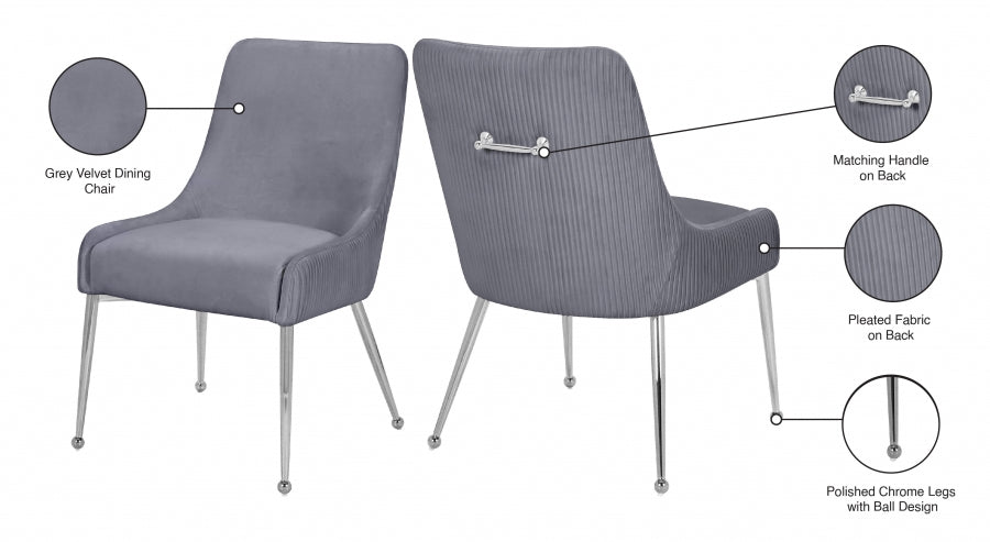 Ace Grey Velvet Dining Chair, Set of 2 from Meridian - Luna Furniture