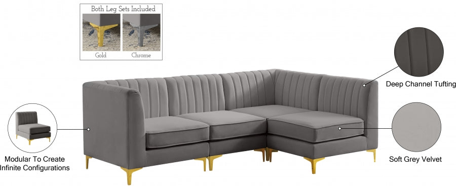 Alina Grey Velvet Modular Sectional from Meridian - Luna Furniture