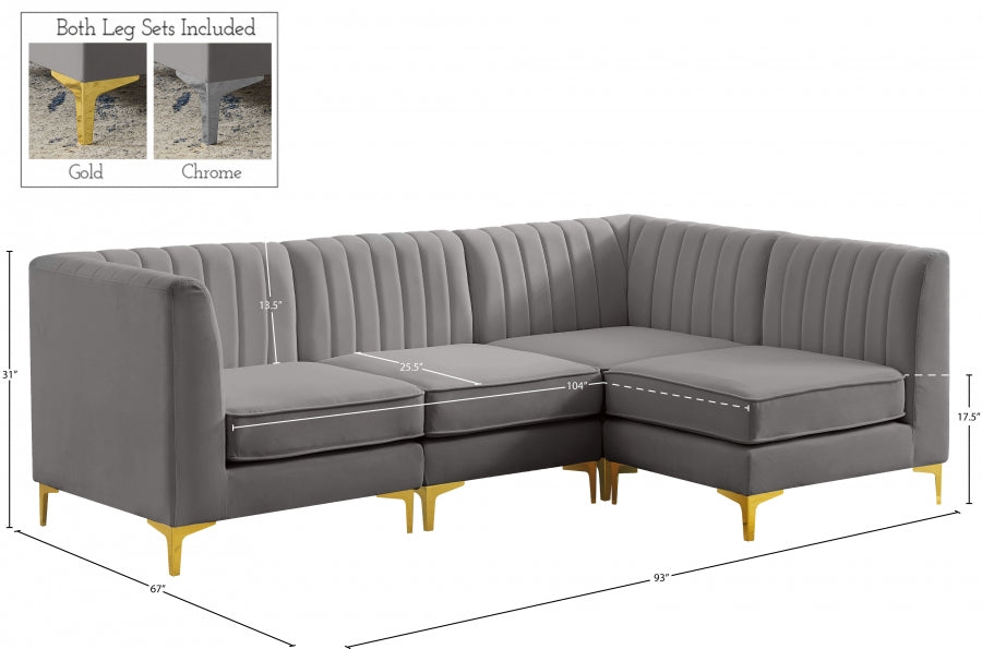 Alina Grey Velvet Modular Sectional from Meridian - Luna Furniture