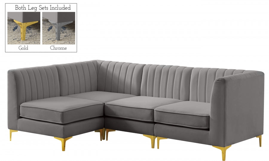 Alina Grey Velvet Modular Sectional from Meridian - Luna Furniture