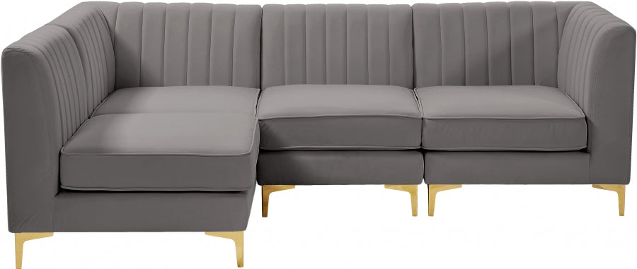 Alina Grey Velvet Modular Sectional from Meridian - Luna Furniture