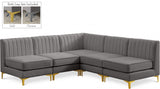 Alina Grey Velvet Modular Sectional from Meridian - Luna Furniture