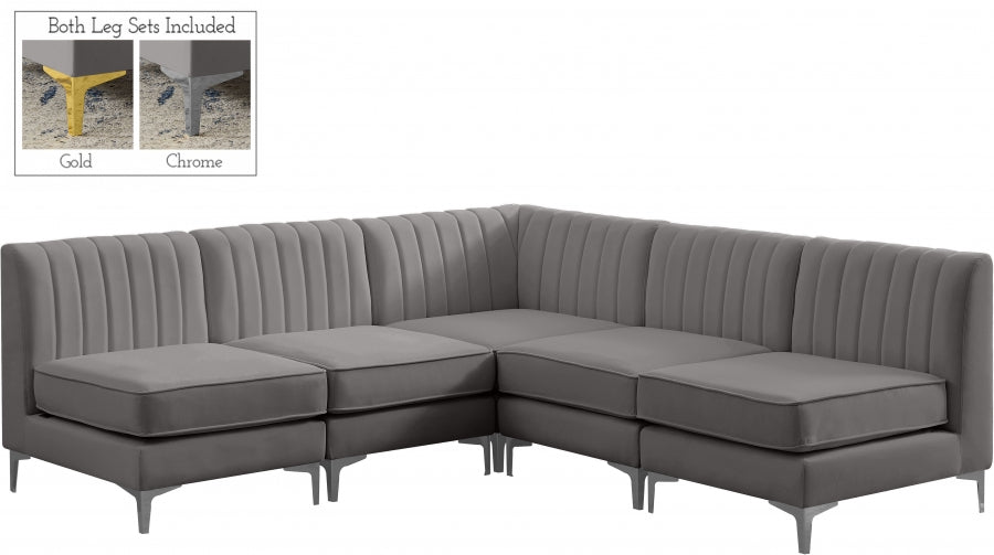 Alina Grey Velvet Modular Sectional from Meridian - Luna Furniture