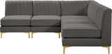 Alina Grey Velvet Modular Sectional from Meridian - Luna Furniture