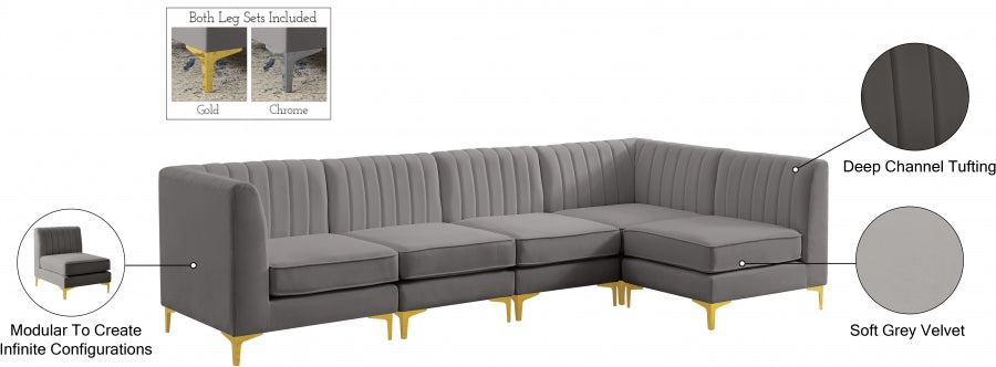 Alina Grey Velvet Modular Sectional from Meridian - Luna Furniture