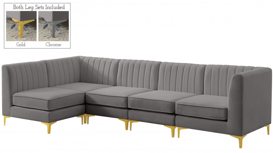 Alina Grey Velvet Modular Sectional from Meridian - Luna Furniture