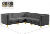 Alina Grey Velvet Modular Sectional from Meridian - Luna Furniture