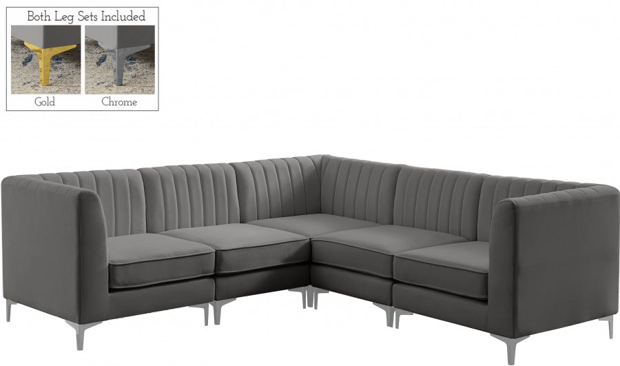 Alina Grey Velvet Modular Sectional from Meridian - Luna Furniture