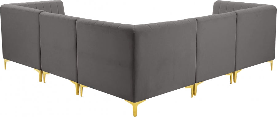 Alina Grey Velvet Modular Sectional from Meridian - Luna Furniture