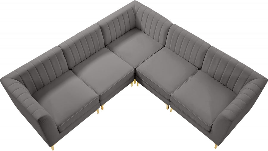 Alina Grey Velvet Modular Sectional from Meridian - Luna Furniture