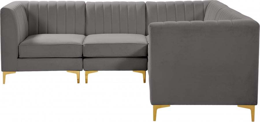 Alina Grey Velvet Modular Sectional from Meridian - Luna Furniture