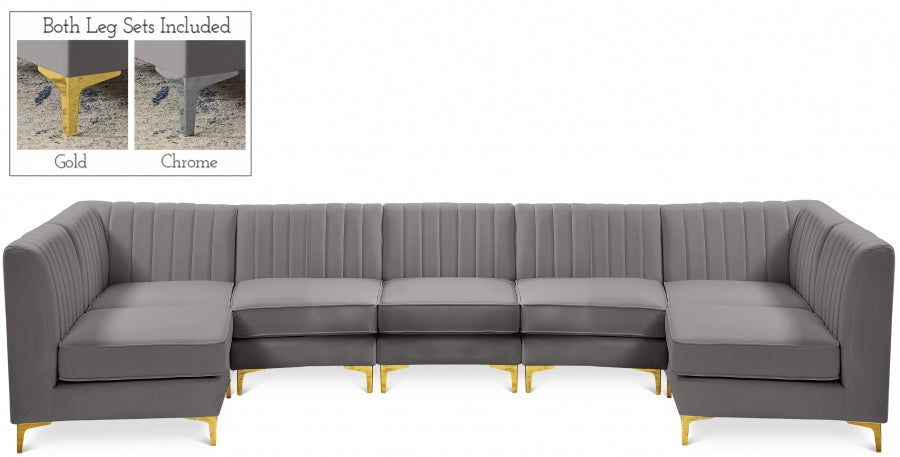 Alina Grey Velvet Modular Sectional from Meridian - Luna Furniture